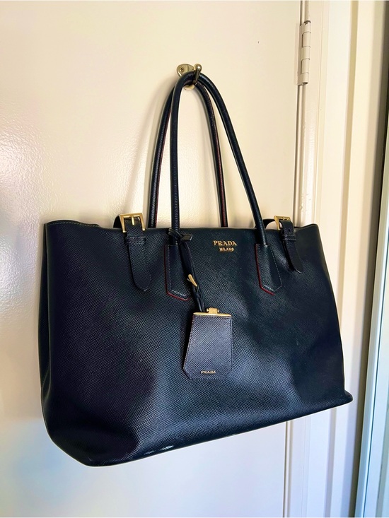 Prada Handbags - Prada Black Saffiano Tote with Gold Hardware